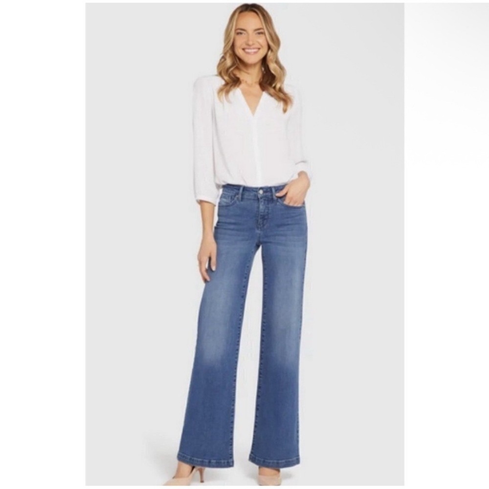 NYDJ Teresa Wide Leg Jeans Water Canyon Wash Lift Tuck Modern‎ Classic Size 4